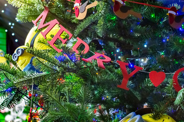 Christmas decorations on sale in a garden centre, near Lacock, England