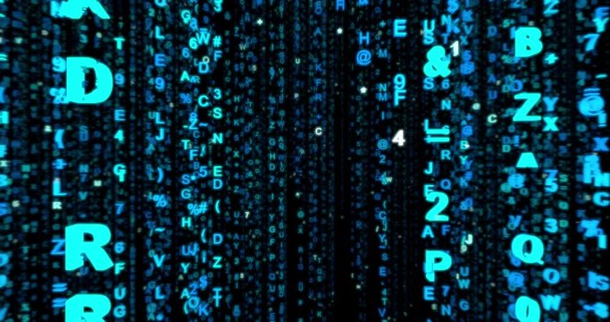 Matrix code rain, looped with alpha mask