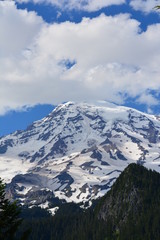 Fototapeta na wymiar Rainier and Olympic Mountains