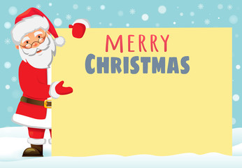 Santa Claus holding banner