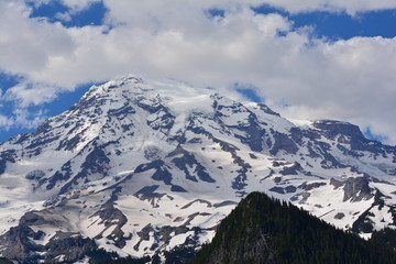 Fototapeta na wymiar Rainier and Olympic Mountains