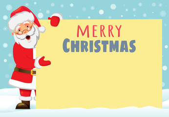 Santa Claus holding banner