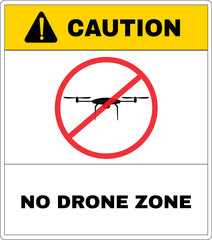 No Done Caution board with message NO DRONE ZONE. Not Allowed Sign, warning symbol, vector illustration.