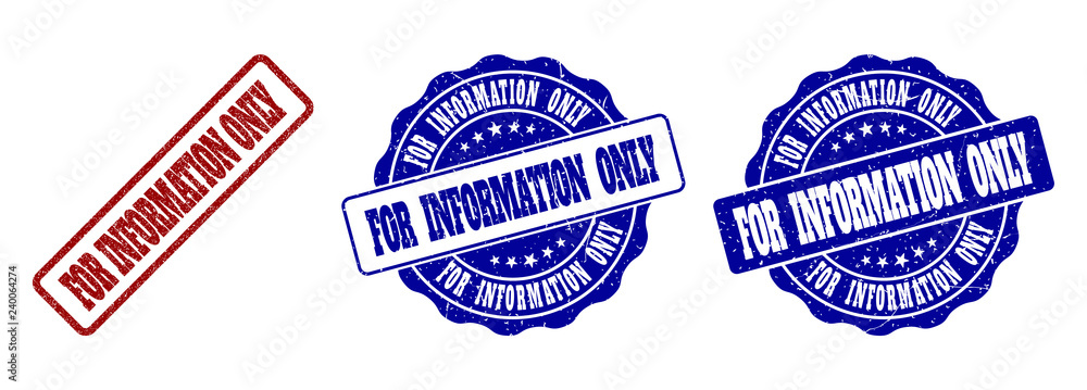 Poster for information only scratched stamp seals in red and blue colors. vector for information only water