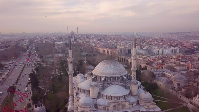 around sehzade mosque at sunset