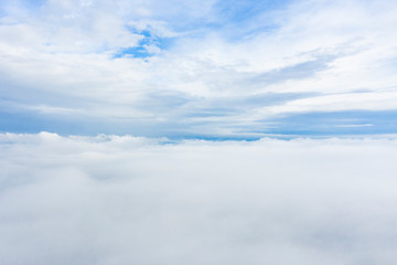 Aerial view of some beautiful clouds and a blue sky.