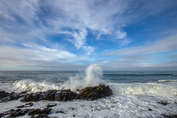 Crashing waves on the central California coast in winter