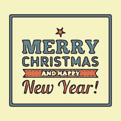 Merry Christmas and Happy New Year vector card