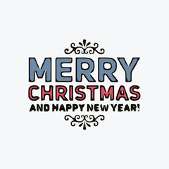 Fototapeta premium Merry Christmas and Happy New Year vector card