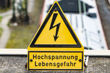 High voltage caution sign