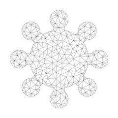 Polygonal vector gear icon on a white background. Polygonal carcass gray gear image in lowpoly style with combined triangles, points and linear items.