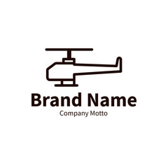 helicopter outline style brand design logo, vector illustration