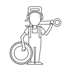 Car mechanic concept in black and white