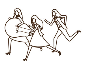 Obraz na płótnie Canvas Businesswomen with lightbulb avatar character