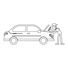 Car mechanic concept in black and white