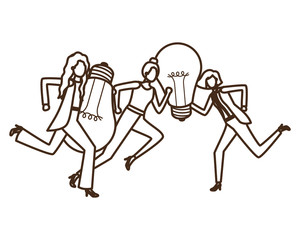 Businesswomen with light bulbs avatar character