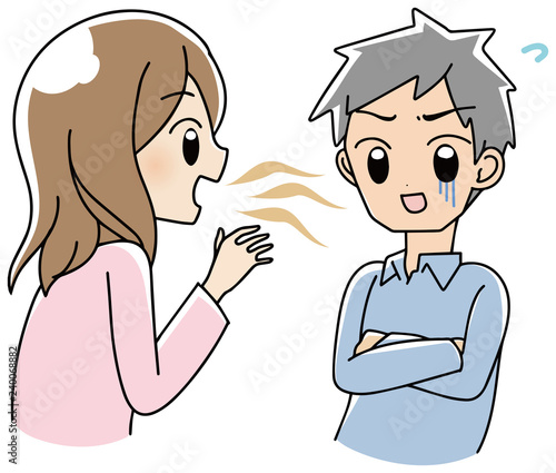 口臭くさい 女性 男性 イラスト Wall Mural Wallpaper Murals よこてさとめ