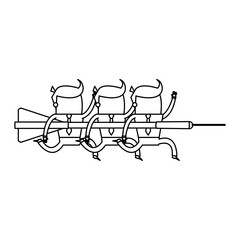 Business teamwork cartoon in black and white