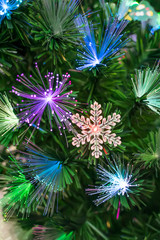 Christmas fiber optic decorated Tree with dectoration,holiday concept.