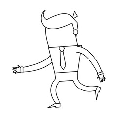 Businessman successful cartoon in black and white