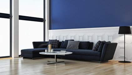 large luxury modern bright interiors Living room illustration 3D rendering computer digitally generated image