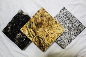  Different kitchen counter top color samples made of granite, marble,  and natural stone 