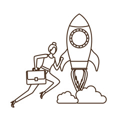 businesswoman with rocket avatar character