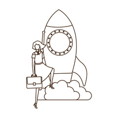 businesswoman with rocket avatar character