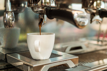 black coffee morning on coffee maker