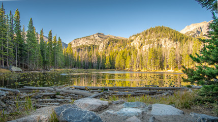 View of Nymph Lake in the Bear Lake Region of the Rocky Mountain National Park