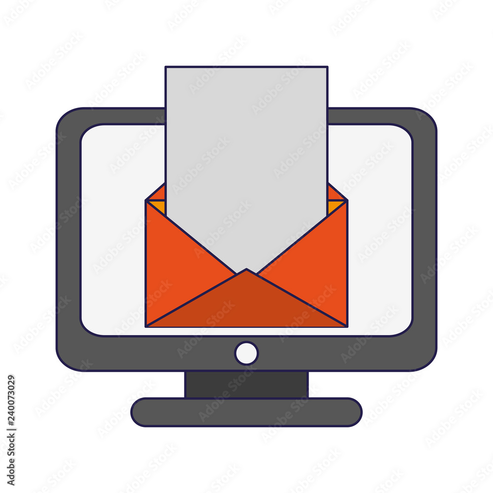 Poster email envelope on computer screen