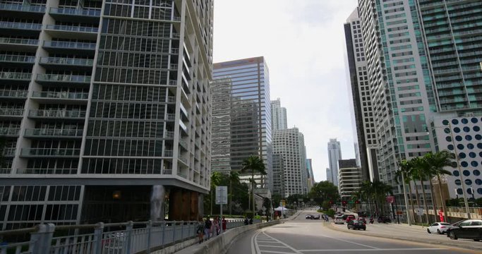 Stock video Brickell Avenue business district gimbal motion footage