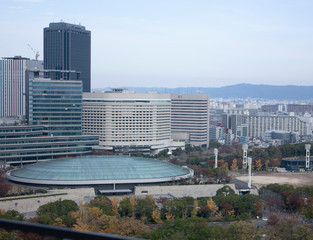 Buildings and park in Kyoto District Osaka Japan city view