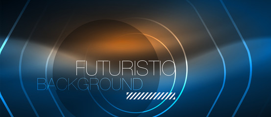 Neon glowing lines, magic energy space blue light concept, abstract background wallpaper design