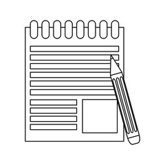 Notepad and pencil in black and white