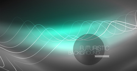 Neon lines wave background. Abstract composition