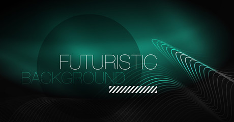 Neon lines wave background. Abstract composition
