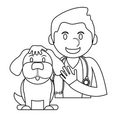 Veterinary with pet in black and white