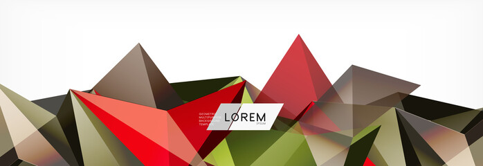 Triangle 3d polygonal art style. Future geometric design. Vector geometry futuristic illustration