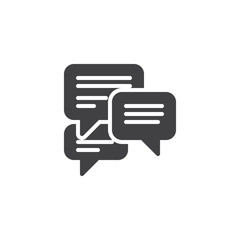 Forum chat comment vector icon. filled flat sign for mobile concept and web design. Speech bubbles messages simple solid icon. Symbol, logo illustration. Pixel perfect vector graphics