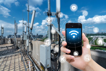 6G smart cellular network antenna base station with smart phone