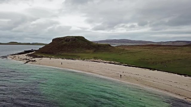 Aerial of the Clagain Coral Beach on the Isle of Skye - Scotland