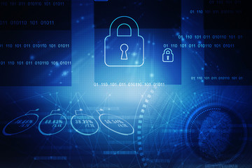 2d illustration Safety concept: Closed Padlock on digital background