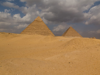 Fototapeta na wymiar Two of the Great Pyramids Khafre and Khufu in Giza 