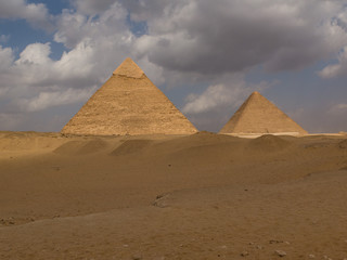 Fototapeta na wymiar Two of the Great Pyramids Khafre and Khufu in Giza 