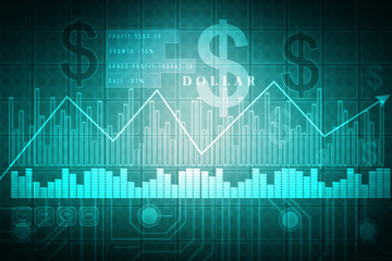 2d rendering Stock market online business concept. business Graph 