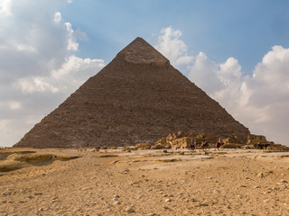 Fototapeta na wymiar The Great Pyramid Khufu on a sunny day with clouds