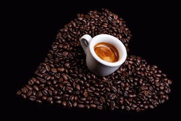 coffee heart with espresso