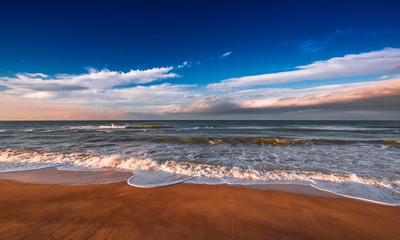 Seashore at sunset time