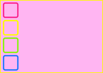 Obraz premium Four rounded squares, column on the left, on a pink background